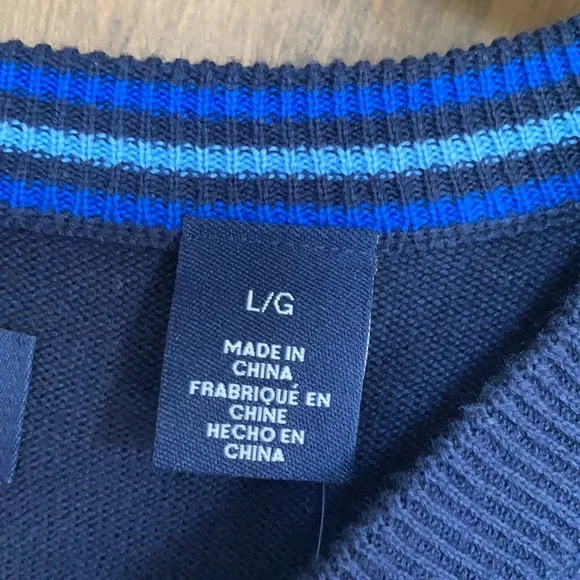 Relisted Chaps sweater vest  navy blue cotton lighter weight size L - Picture 7 of 12